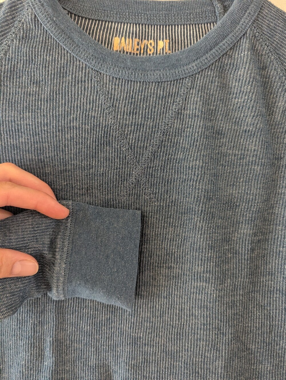 Blue Ribbed Long Sleeve Top - Picture 2 of 5